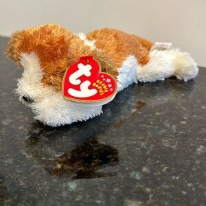 Ty Beanie Baby Sampson St Bernard dog. Size 8”. With Ear Tag. Puppy